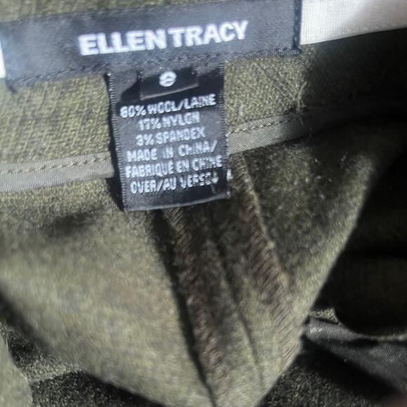 Ellen Tracy green wool flat front pants - Picture 4 of 5